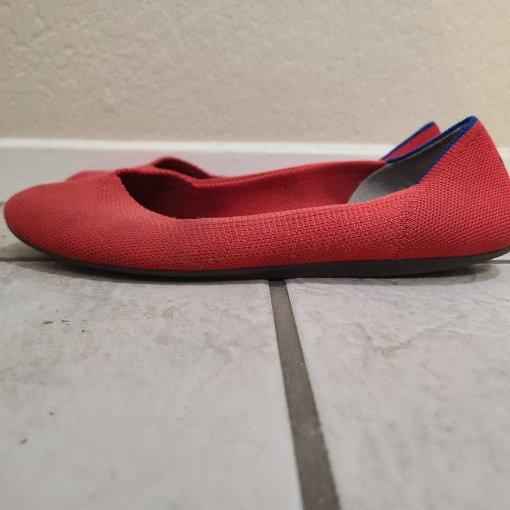 ROTHY'S THE FLAT SHOES BRIGHT RED WASHABLE RECYCLED PLASTIC BALLET SLIP ON sz 8 - Picture 5 of 8